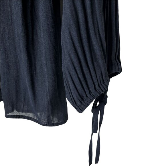 LOFT Navy Blue Blouse Small | Long Sleeve Shirred Peasant Boho Top - Picture 5 of 11